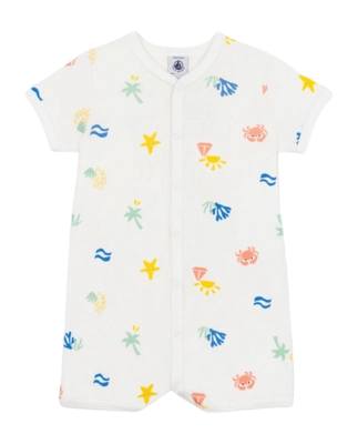 Babypakje Petit Bateau Short Playsuit Marshmallow/Multico Beach