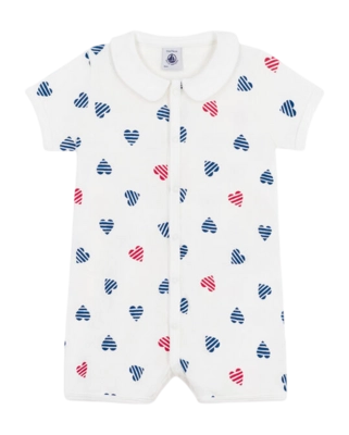 Babypakje Petit Bateau Short Playsuit Marshmallow/Multico Hartjes