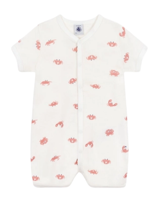 Babypakje Petit Bateau Short Playsuit Marshmallow/Multico Krab