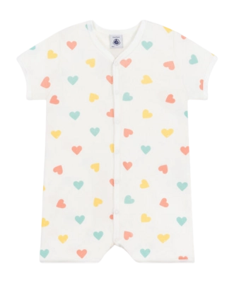 Babypakje Petit Bateau Short Playsuit Marshmallow/Multico Heart