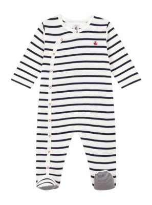 Babypyjama Petit Bateau Dors Bien Y Marshmallow/Smoking Streifen