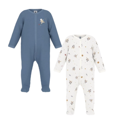 Babypyjama Petit Bateau 2 Dors Biens Blauw (Set van 2)