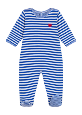 Babypyjama Petit Bateau Sleepsuit Pont Dos Perse/Avalanche