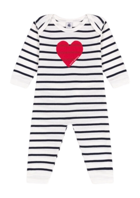 Pyjamas pour Bébés Petit Bateau Footless Sleepsuit Marshmallow/Smoking