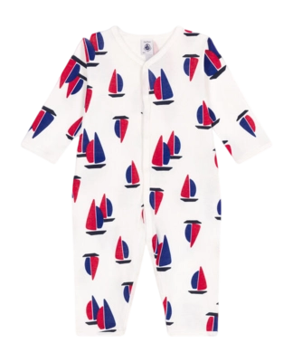 Babypyjama Petit Bateau Footless Sleepsuit Marshmallow/Multico Sailboat Sailboat