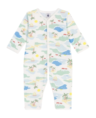 Babypyjama Petit Bateau Footless Sleepsuit Marshmallow/Multico Island