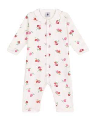 Babypyjama Petit Bateau Footless Sleepsuit Marshmallow/Multico Berries Berries