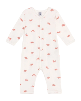 Babypyjama Petit Bateau Footless Sleepsuit Marshmallow/Multico Krabben