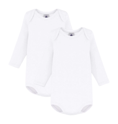Baby-Body Petit Bateau 2 Bodies Us Ml Weiß (Set von 2)