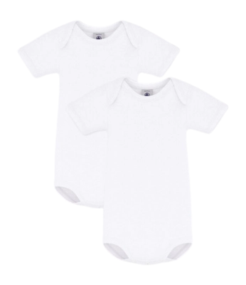 Baby-Body Petit Bateau 2 Bodies Us Mc Weiß (Set von 2)