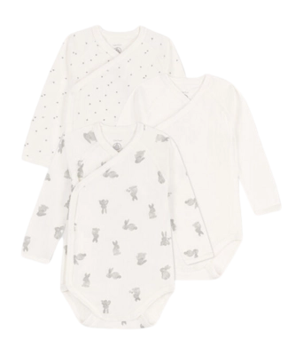 Baby-Body Petit Bateau 3 Bodies Naiss ML Weiß (3er-Set)