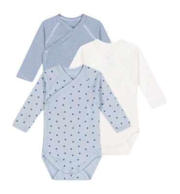 Rompertje Petit Bateau 3 Bodies Naiss Ml Blauw (Set van 3)