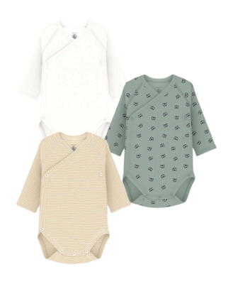 Rompertje Petit Bateau 3 Bodies Naiss Ml Multi Raccoon (Set van 3)