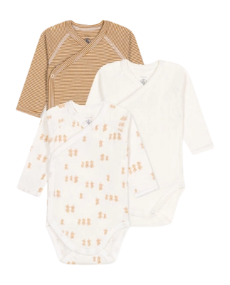 Rompertje Petit Bateau 3 Bodies Naiss Ml Bruin (Set van 3)