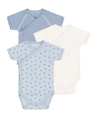 Rompertje Petit Bateau 3 Bodies Naiss Mc Blauw Star (Set van 3)