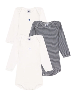 Rompertje Petit Bateau 3 Bodies Us Ml Wit Paris (Set van 3)