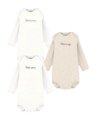 Rompertje Petit Bateau 3 Bodies Us Ml Wit Petit (Set van 3)