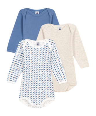 Rompertje Petit Bateau 3 Bodies Us Ml Blauw Space (Set van 3)