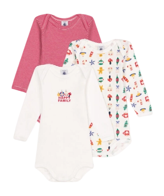 Rompertje Petit Bateau 3 Bodies Us Ml Multi Happy Family (Set van 3)
