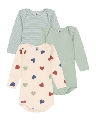 Rompertje Petit Bateau 3 Bodies Us Ml Groen (Set van 3)