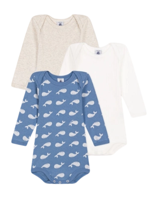 Rompertje Petit Bateau 3 Bodies Us Ml Multi Whale (Set van 3)