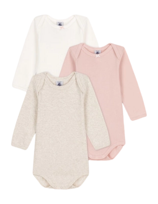 Baby-Body Petit Bateau 3 Bodies Us Ml Multi Rosa (3er-Set)