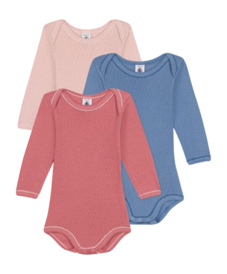 Rompertje Petit Bateau 3 Bodies Us Ml Multi Rood Blauw (Set van 3)