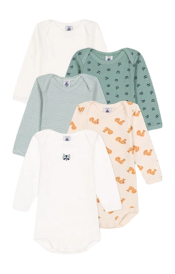 Rompertje Petit Bateau 5 Bodies Us Ml Multi Raccoon (Set van 5)