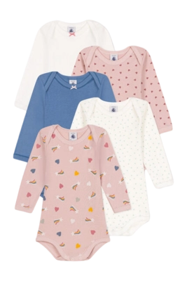 Rompertje Petit Bateau 5 Bodies Us Ml Multi Hearts (Set van 5)