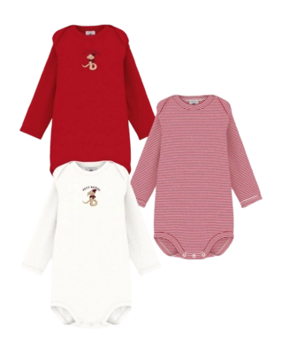 Rompertje Petit Bateau 3 Bodies Us Ml Wit Snake (Set van 3)