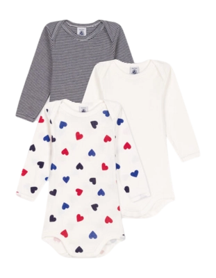 Rompertje Petit Bateau 3 Bodies Us Ml Multi Hearts (Set van 3)