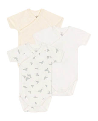 Baby-Body Petit Bateau 3 Bodies Naiss Mc Weiß Seal (3er-Set)