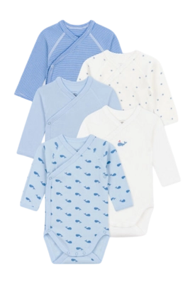 Baby-Body Petit Bateau 5 Bodies Naiss Ml Blau (5er-Set)