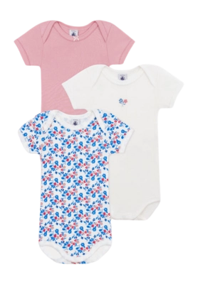 Body Petit Bateau 3 Bodies Us Mc Multi Fleurs (Lot de 3)