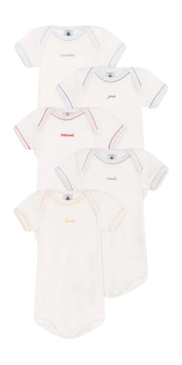 Baby-Body Petit Bateau 5 Bodies Us Mc Weiß (5er-Set)