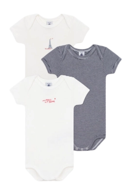 Body Petit Bateau 3 Bodies Us Mc Blanc Paris (Set de 3)