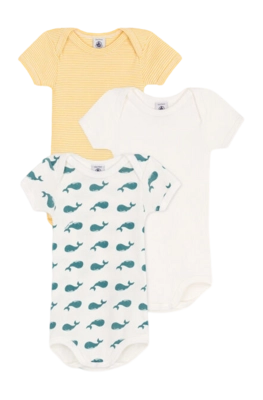 Body Petit Bateau 3 Bodies Us Mc Multi Whale (Set de 3)