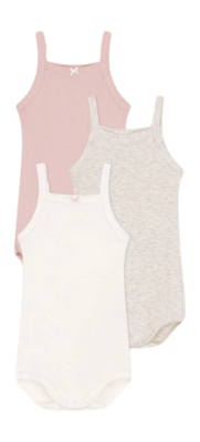 Baby-Body Petit Bateau 3 Bodies With Straps Rosa (3er-Set)