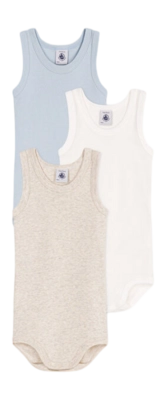 Baby-Body Petit Bateau 3 Bodies Sm Multi Blau Beige (3er-Set)