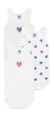 Body Petit Bateau 3 Bodies Sm Blanc Cœurs (Set de 3)