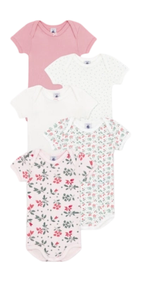 Body Petit Bateau 3 Bodies Us Mc Rose Fleurs (Lot de 5)