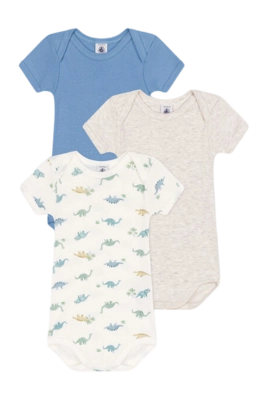 Body Petit Bateau 3 Bodies Us Mc Multi Dino (Set de 3)