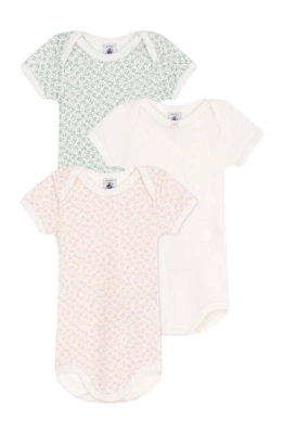 Body Petit Bateau 3 Bodies Us Mc Multi Floral (Lot de 3)