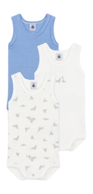 Body Petit Bateau 3 Bodies Sm Blanc Seal (Set de 3)