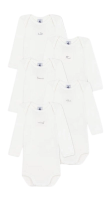 Baby-Body Petit Bateau 5 Bodies Naiss Ml Weiß (5er-Set)