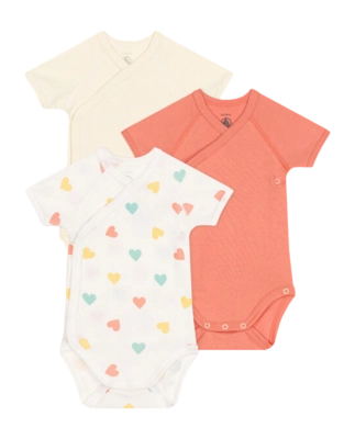 Baby-Body Petit Bateau 3 Bodies Naiss Mc Orange (3er-Set)