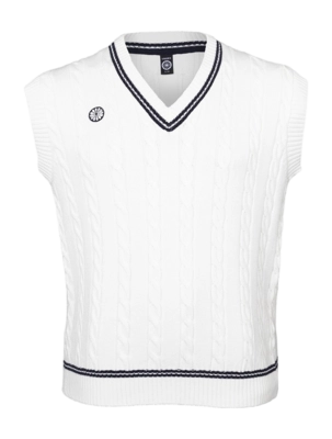 Knitted Vest Spencer The Indian Maharadja Unisex Sleeveless Cable Knit Vest Bright White