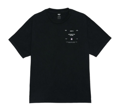 T-Shirt Obey Men Around The Globe Pigment True Vintage Black 25