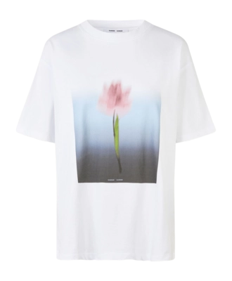 T-Shirt Samsoe Samsoe Damen Saeira Blurred Tulip White