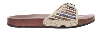 Slipper Scholl Women Pescura Flat Raffia Leather Khaki Chocolate